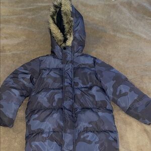SHEIN Kids Blue Camouflage Puffer Jacket